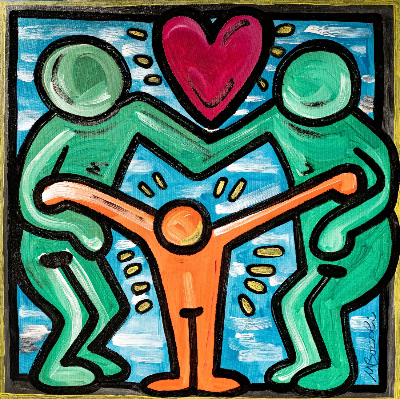Matteo Domenico Borioli, Omaggio a Keith Haring, 2025, vernice su tela, 50x50