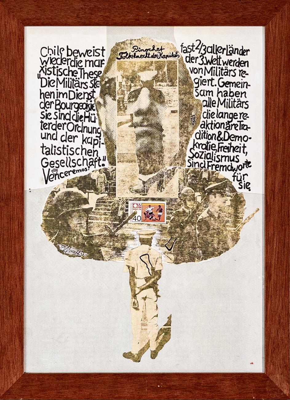 Dietrich Albrecht, Pinochet, 1970, collage e china su carta, 41 x 29 cm