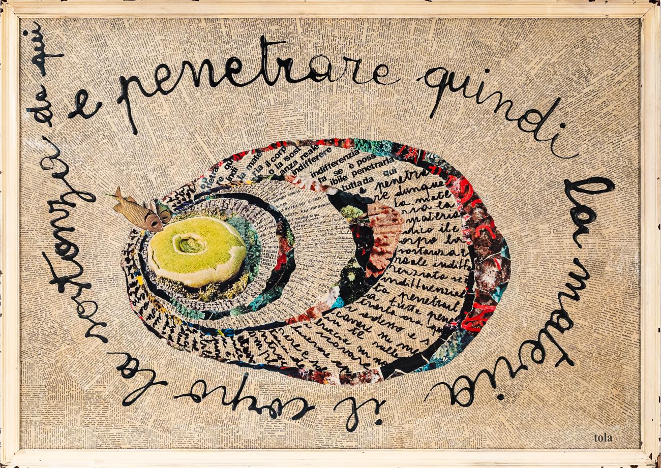 Luigi Tola, E penetrare quindi la materia, il corpo, la sostanza da qui, 1972, 63x90 cm