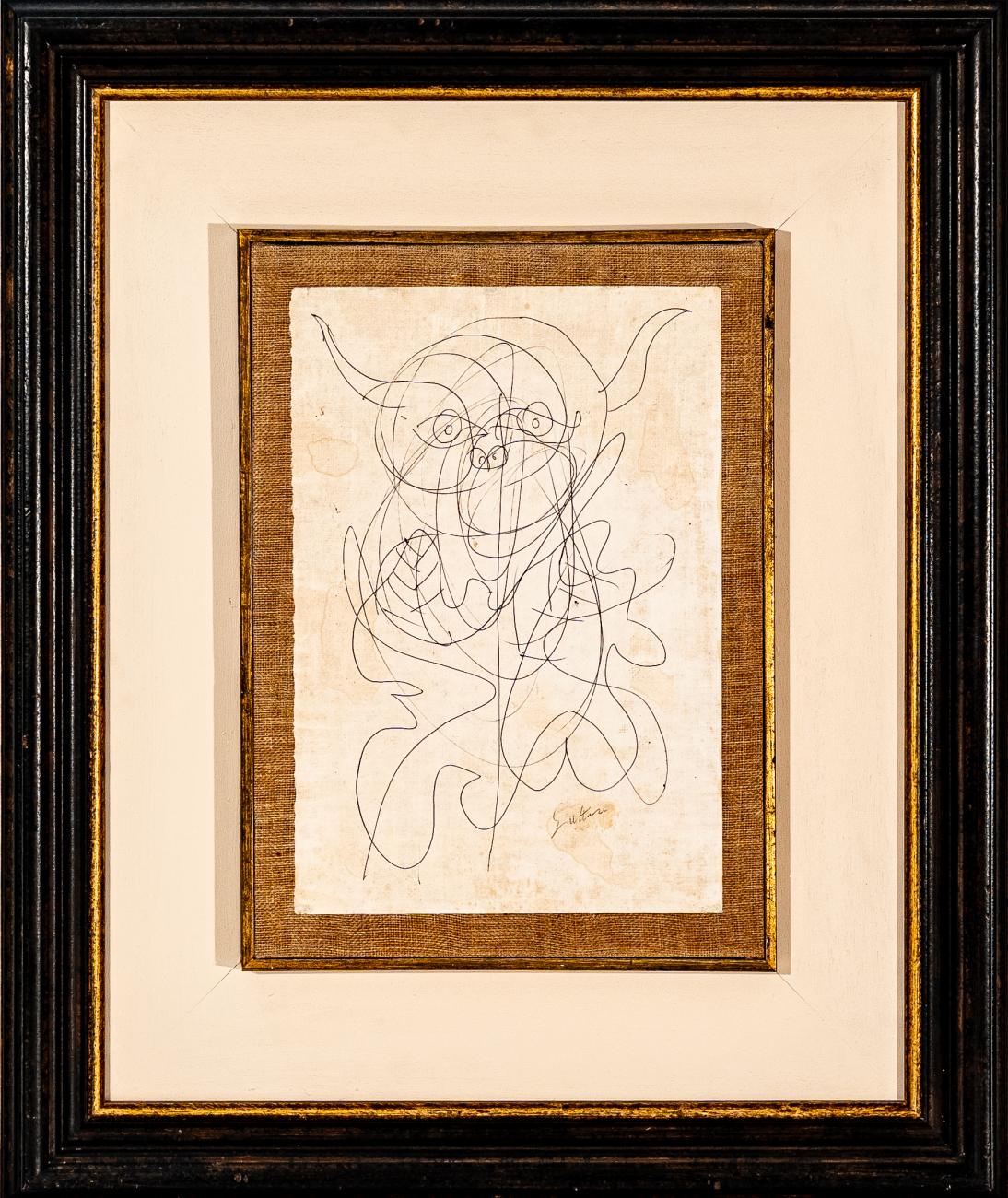 Renato Guttuso, Senza titolo (alias il Diavolo), 1964, china su carta riportata su tela, 35 x 25 cm